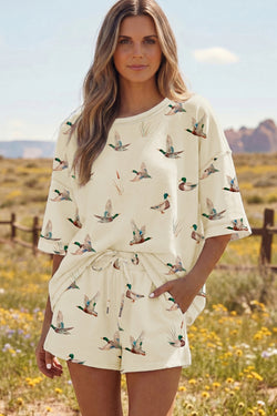 Ensemble Short Imprimé | Canards Beige Oversize