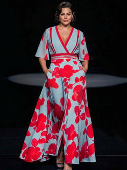 Léa - Robe Longue Élégante Manches Mi-Longues - Blanc