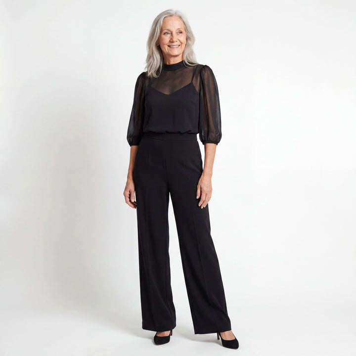 Léonie | Ensemble de trois pièces composé d'un top et d'un pantalon à jambes larges