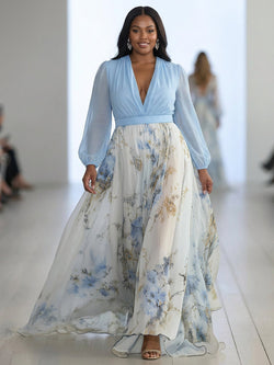 Madeleine - Robe Longue Col V Imprimé Floral