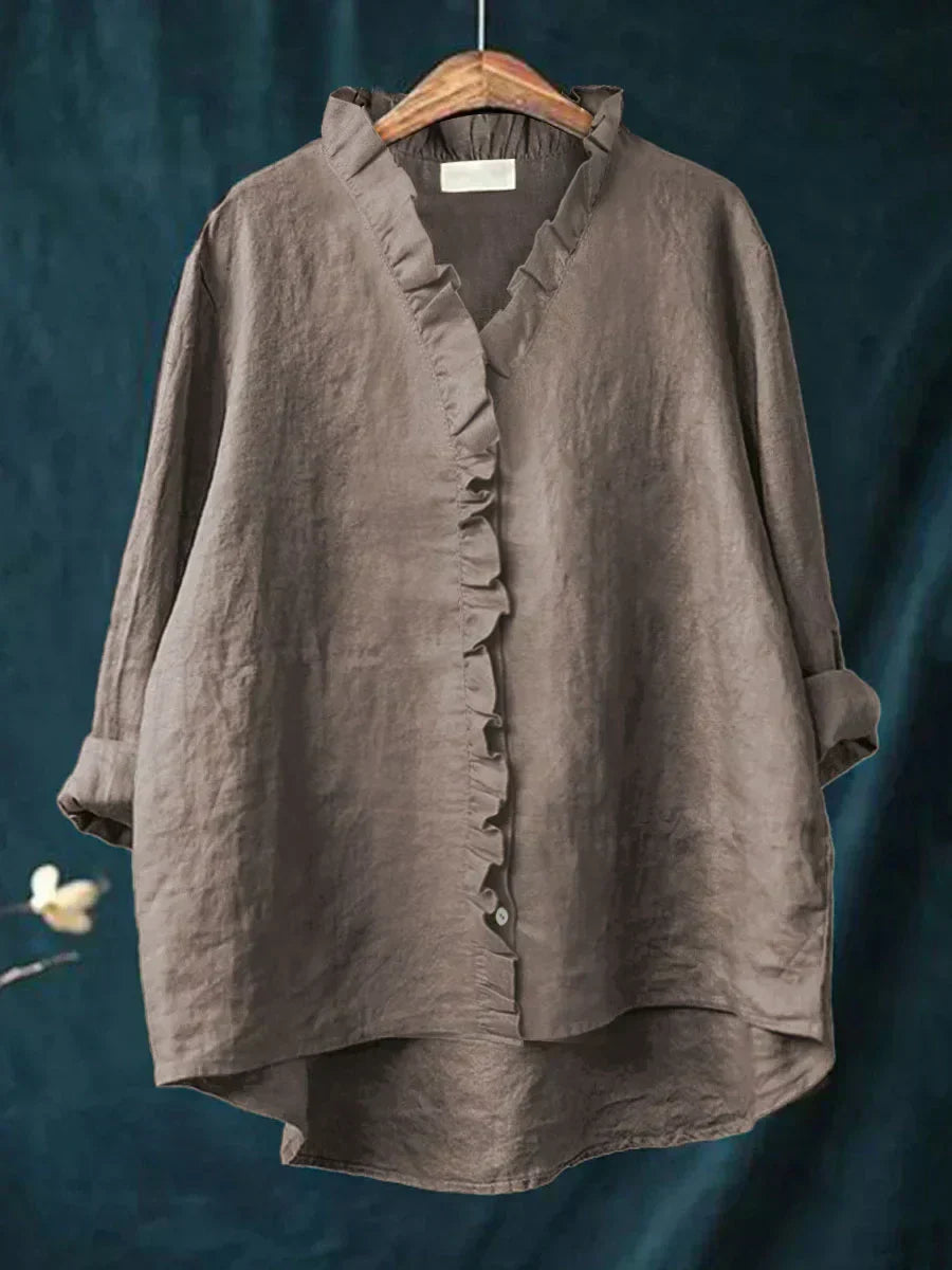 Lily - Blouse Légère Avec Volants - Gris Foncé