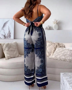 Helen - Ensemble Deux Pièces Débardeur Lacé & Pantalon - Bleu Clair