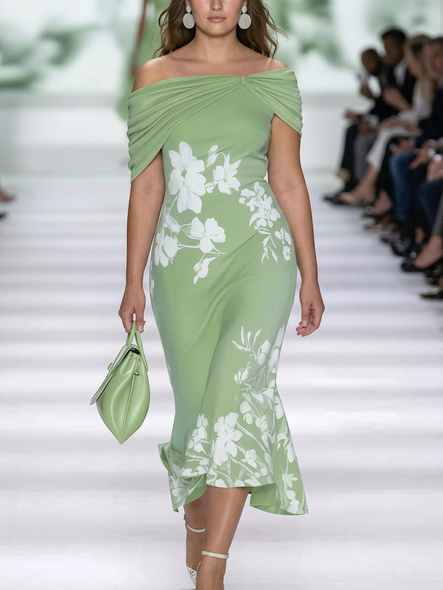 Frédérique - Robe Élégante Imprimé Floral - Bleu