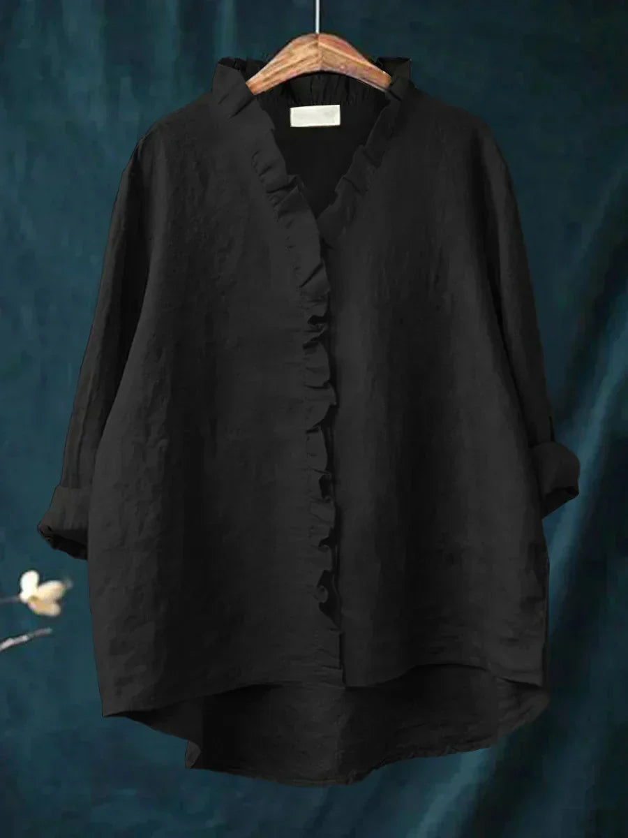 Lily - Blouse Légère Avec Volants - Noir