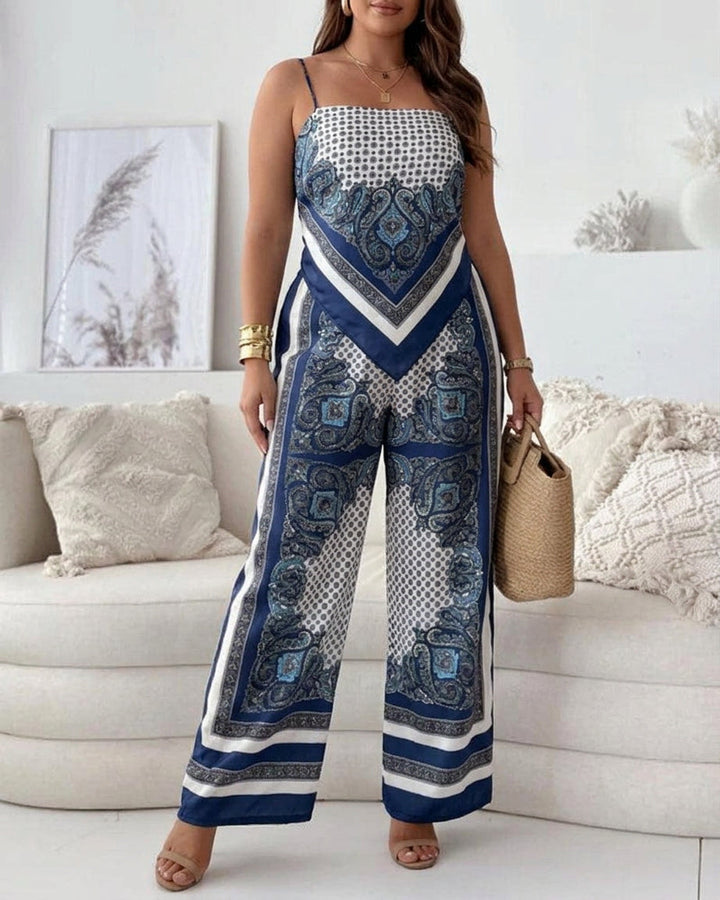 Helen - Ensemble Deux Pièces Débardeur Lacé & Pantalon - Bleu
